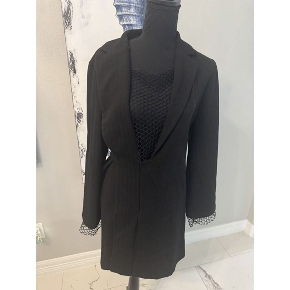 Zara Black V Neck Mesh Wrap Dress Sz L Stunning